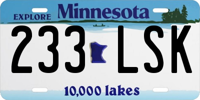 MN license plate 233LSK