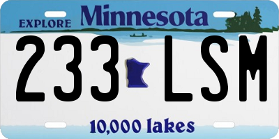 MN license plate 233LSM