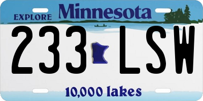 MN license plate 233LSW