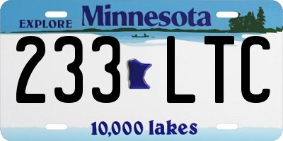 MN license plate 233LTC