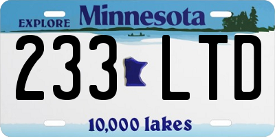 MN license plate 233LTD