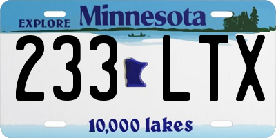 MN license plate 233LTX