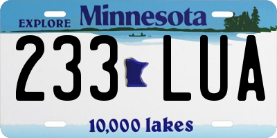 MN license plate 233LUA