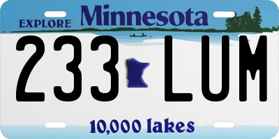 MN license plate 233LUM