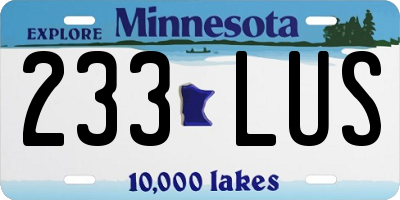 MN license plate 233LUS