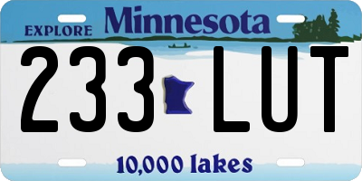 MN license plate 233LUT