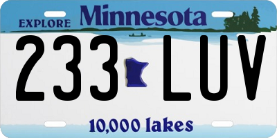 MN license plate 233LUV