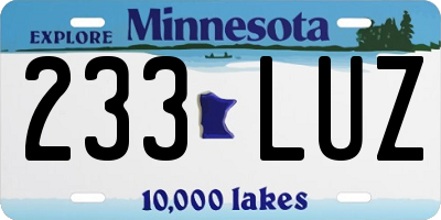 MN license plate 233LUZ