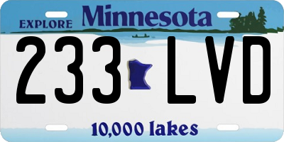 MN license plate 233LVD