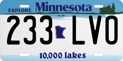 MN license plate 233LVO