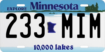 MN license plate 233MIM