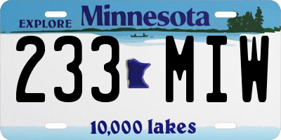 MN license plate 233MIW