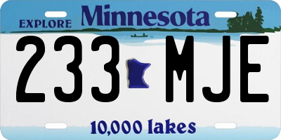 MN license plate 233MJE