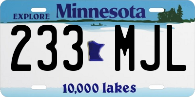 MN license plate 233MJL