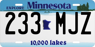 MN license plate 233MJZ