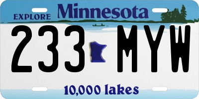 MN license plate 233MYW