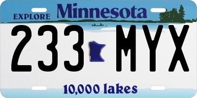 MN license plate 233MYX