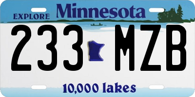 MN license plate 233MZB