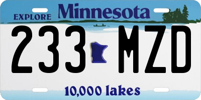 MN license plate 233MZD