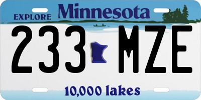 MN license plate 233MZE