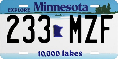MN license plate 233MZF
