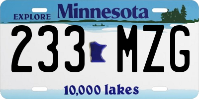 MN license plate 233MZG