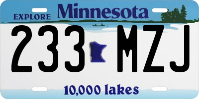 MN license plate 233MZJ
