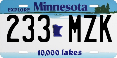 MN license plate 233MZK