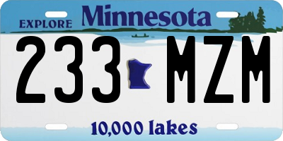 MN license plate 233MZM