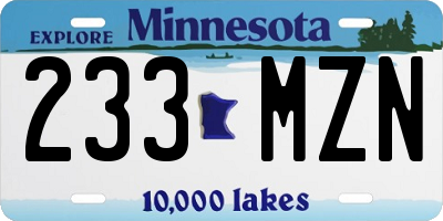 MN license plate 233MZN