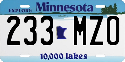 MN license plate 233MZO