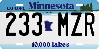 MN license plate 233MZR