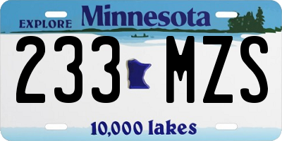 MN license plate 233MZS