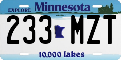 MN license plate 233MZT