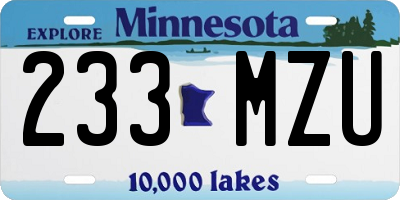 MN license plate 233MZU