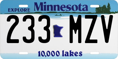 MN license plate 233MZV