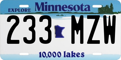 MN license plate 233MZW