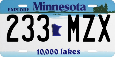 MN license plate 233MZX