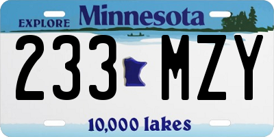 MN license plate 233MZY