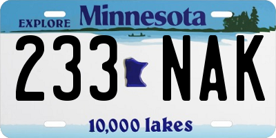 MN license plate 233NAK