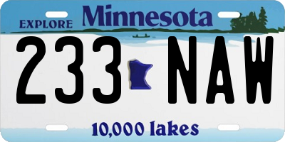 MN license plate 233NAW