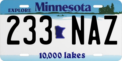 MN license plate 233NAZ