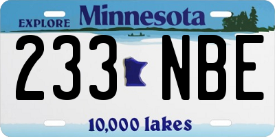 MN license plate 233NBE