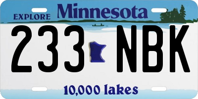 MN license plate 233NBK