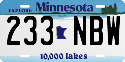 MN license plate 233NBW