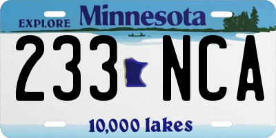 MN license plate 233NCA