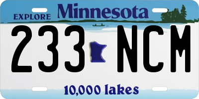 MN license plate 233NCM