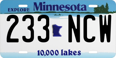 MN license plate 233NCW