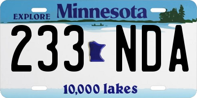 MN license plate 233NDA