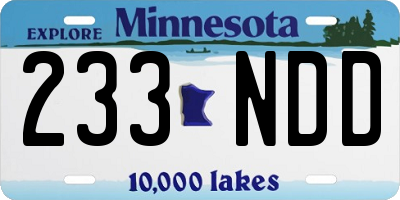 MN license plate 233NDD